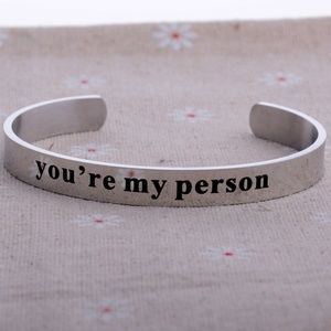 You're my person silver cuff